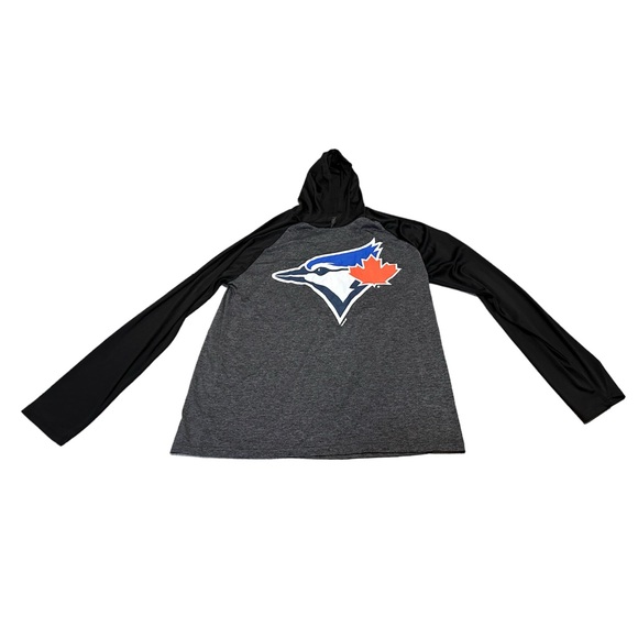 MLB Tops - Toronto Blue Jays pullover hoodie long sleeve grey black MLB baseball team large